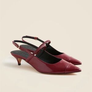 NEW J. Crew Burgundy Pointed-Toe Slingback Kitten Heels.
Only tried on in house.